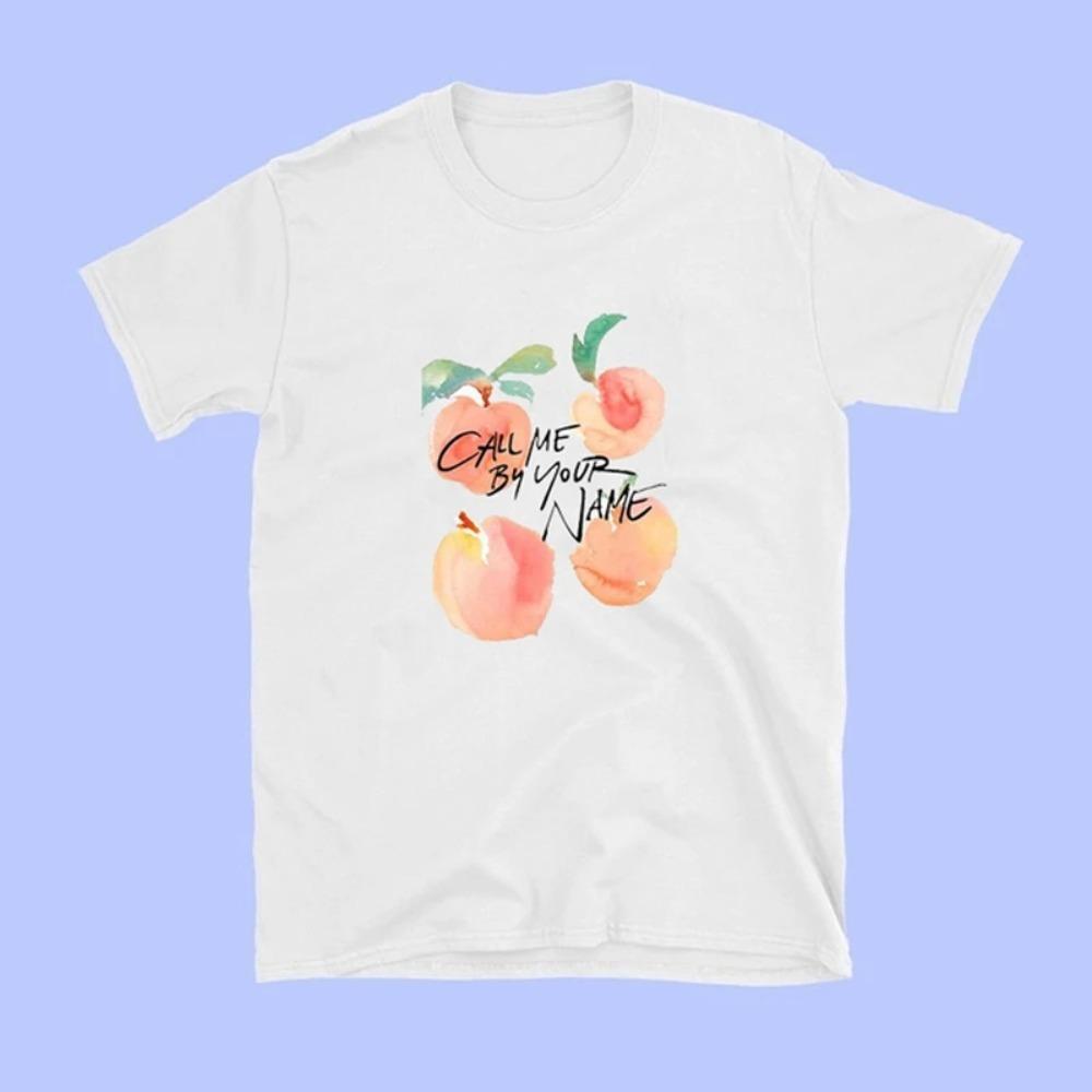 

Call Me By Your Name Movie Shirt Fashion Tees 80s Retro Style Peach TShirt Cute Aesthetic Short Women Clothing S