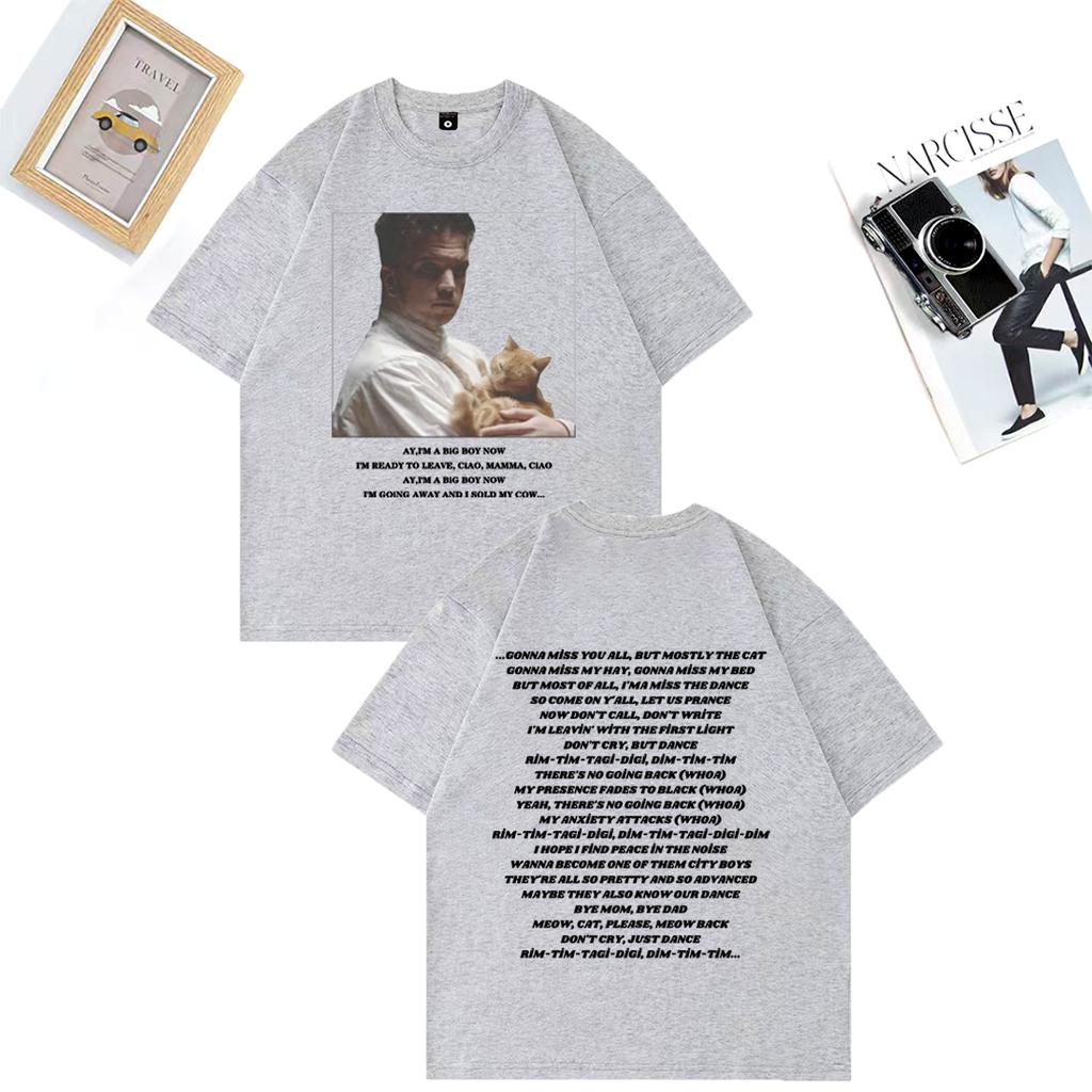 Baby Lasagna Rim Tim Tagi Dim Eurovision Móda Tričko Unisex DÁMSKÉ vtipné Kočka krátký rukáv Trička Unisex oversized Bavlněná trička