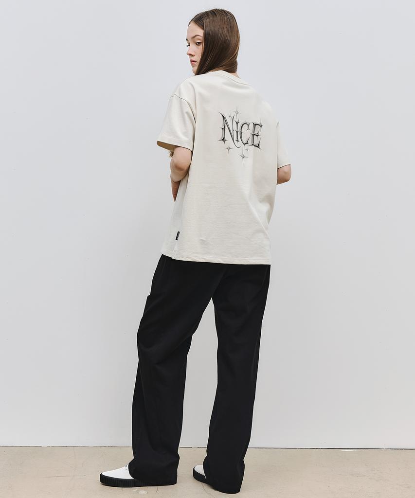 Keuleogsi Nice Print Drop Shoulder T-Shirt Putty Beige