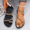 Fashion Ladies Shoes 2025 Summer Plus Size Open Toe Women's Sandals Outdoor Bling Casual New Comfortable Daily Beach Flat Thong Sandals