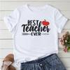 Battery Life of Teacher Print T Shirt Women Summer Tees Casual for Lady Short Sleeve Y2k Tops Harajuku 90s Tee Female Funny Gift