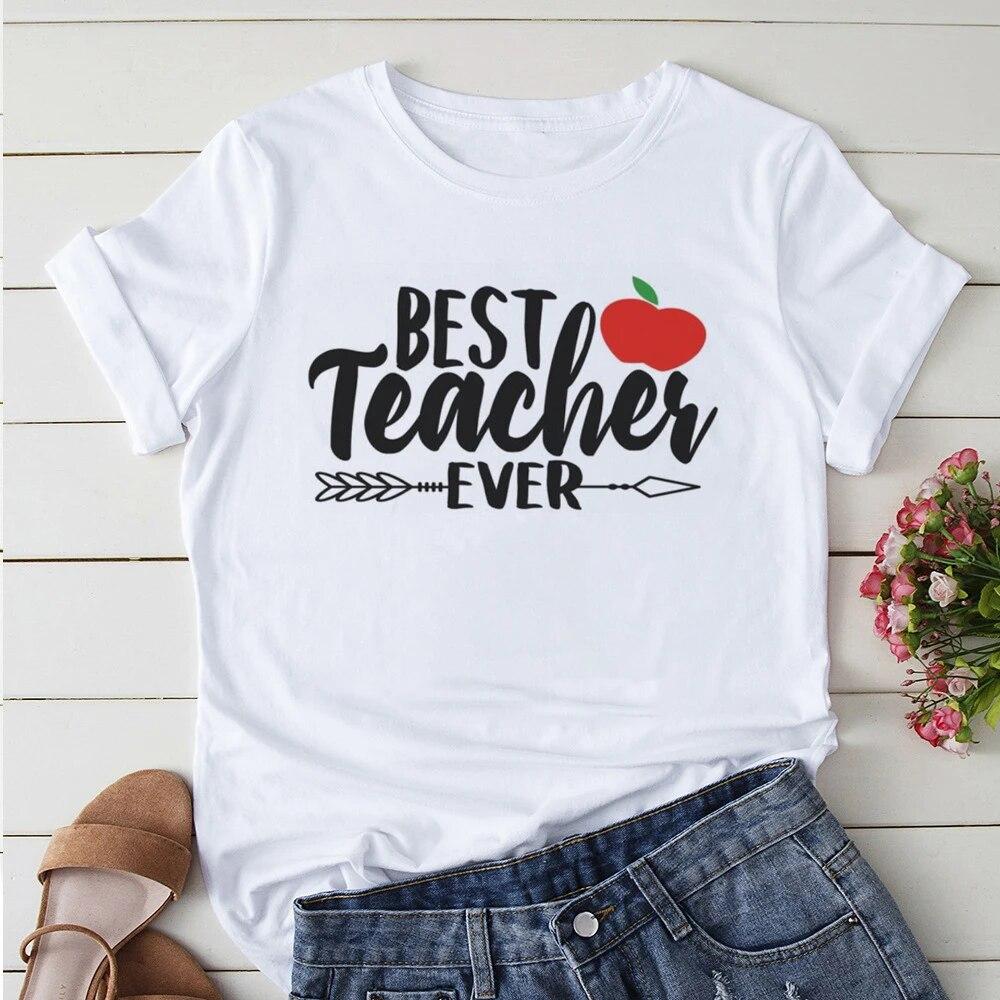 Battery Life of Teacher Print T Shirt Women Summer Tees Casual for Lady Short Sleeve Y2k Tops Harajuku 90s Tee Female Funny Gift