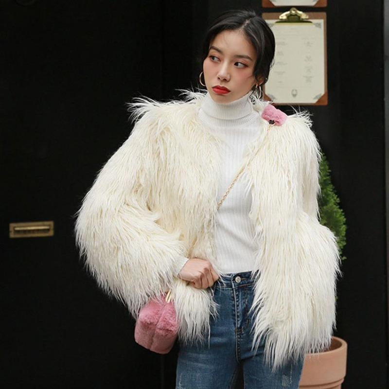 utumn and winter new imitation beach wool fur coat women's medium and long slim fashion thin lamb long wool coat