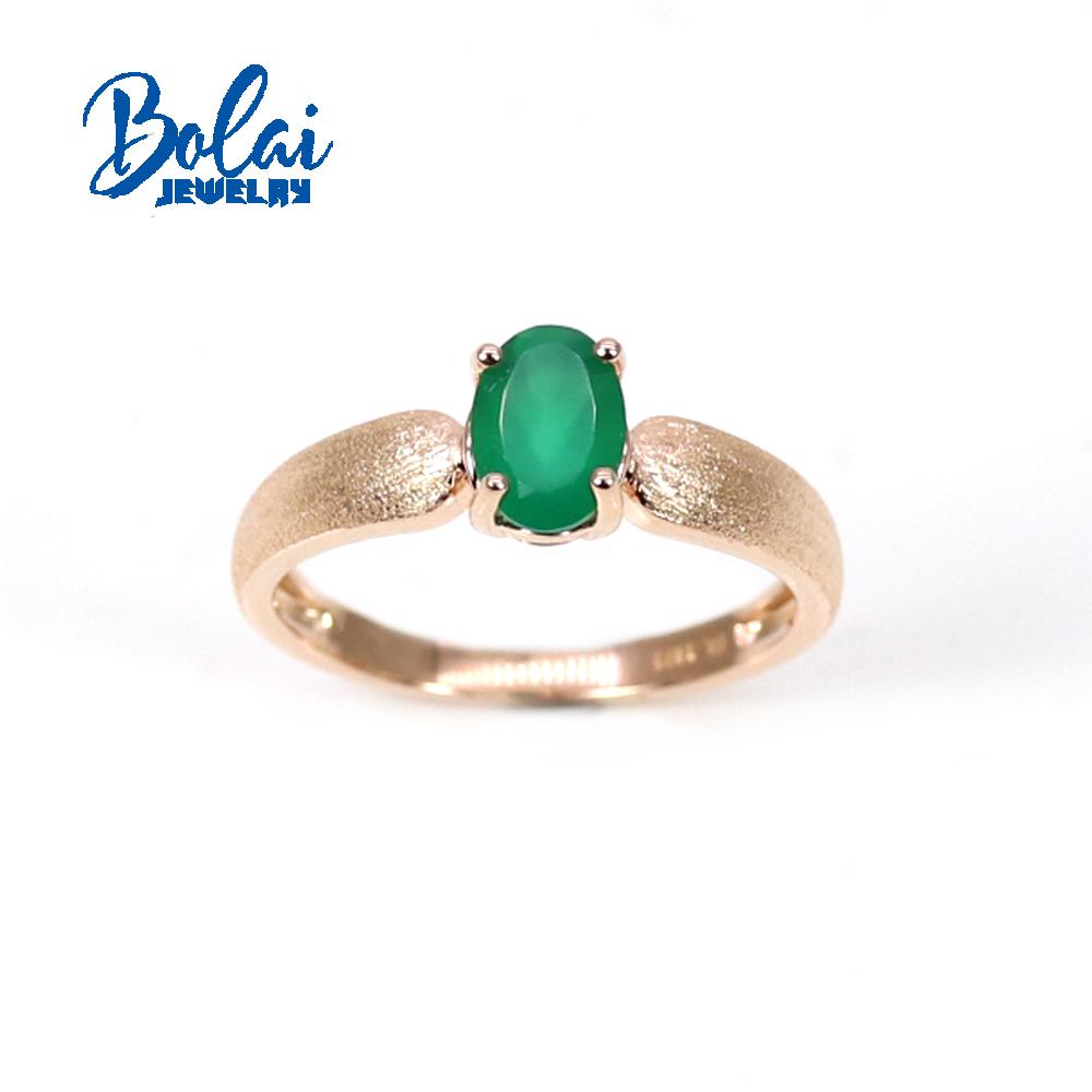 Bolaijewelry Set de bijuterii cercei inel oval de agat verde natural 5*7mm, argintie 925, aur roz, bijuterii fine pentru femeie Cadou de aniversare
