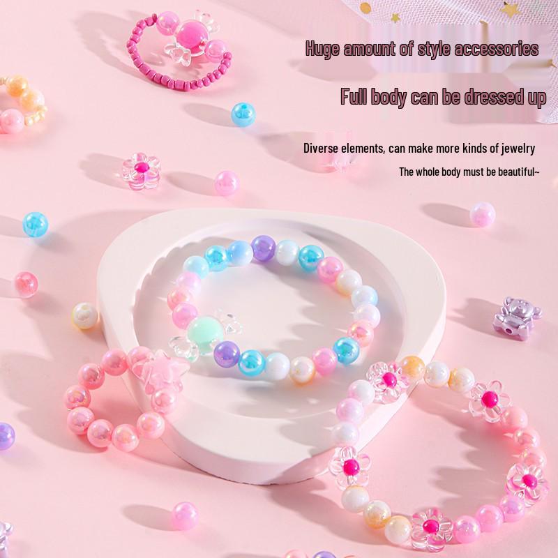 Children's DIY Bracelet Beading Kit – Handmade Material Toys for Girls, Ideal Christmas or 7th Birthday Gift, New Year's Present.
