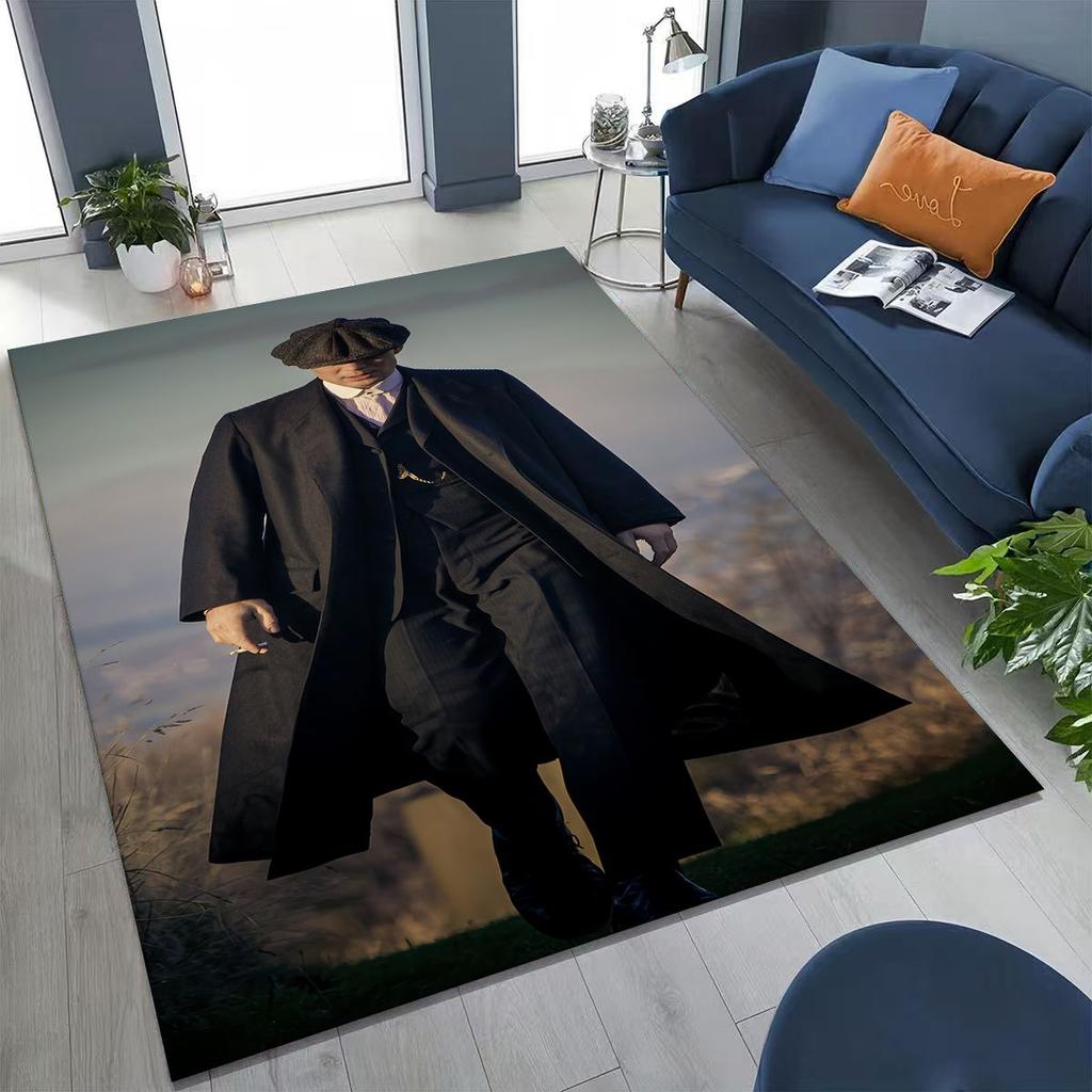 3D Tommy Shelby P-Peaky B-Blinders Kunst Teppich für Schlafzimmer Wohnzimmer Sofa Zuhause Fußmatte Dekor, Große Kinder Rutschfeste Bodenmatte