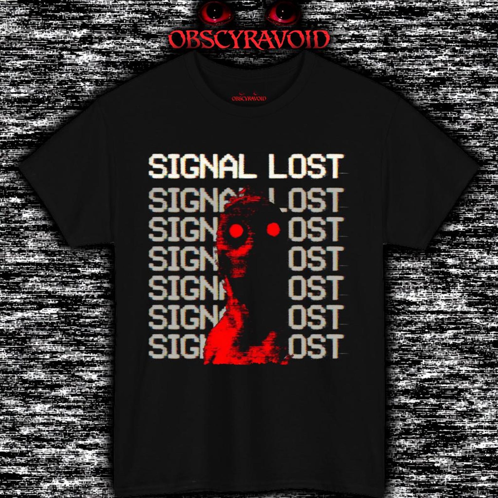 Signal Lost T-Shirt Analog Horror Glitch Face Tee, Creepy Digital Static Art 3XL