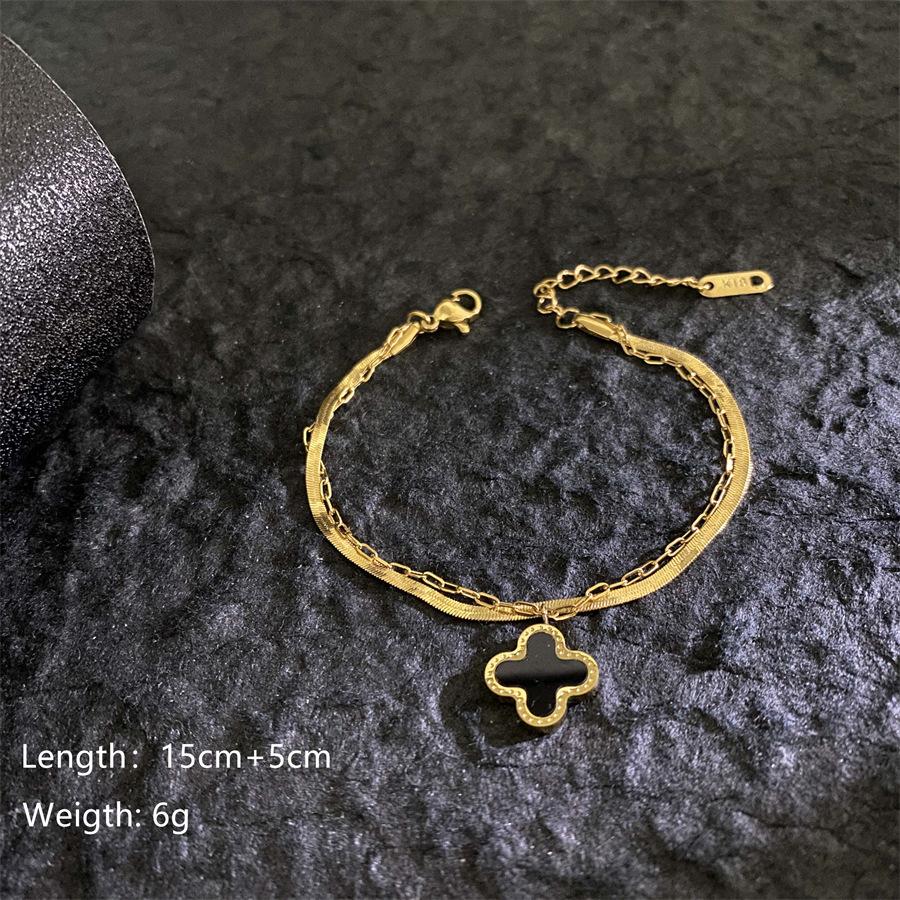 Four-leaf Clover Bracelet Titanium Steel Fashionable Roman Numeral Butterfly Bracelet