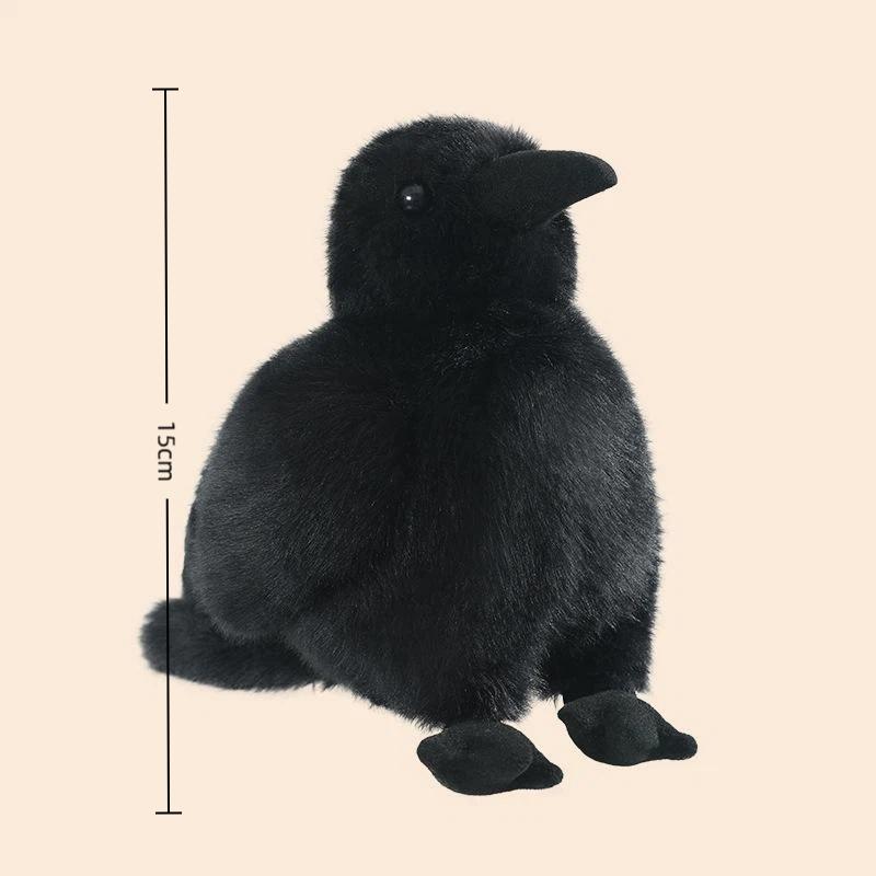 Kawaii Black Crow Plush Toy Realistic Crow Stuffed Animal Creative Bird Soft Doll For Child And Adults Gothic Room Decor
