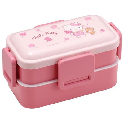 Skater Bento Box Hello Kitty Flower Wreath Sanrio 600ml Antibacterial Fluffy Dome Lid 2 Tiers for Women Made In Japan PFLW4AG-A