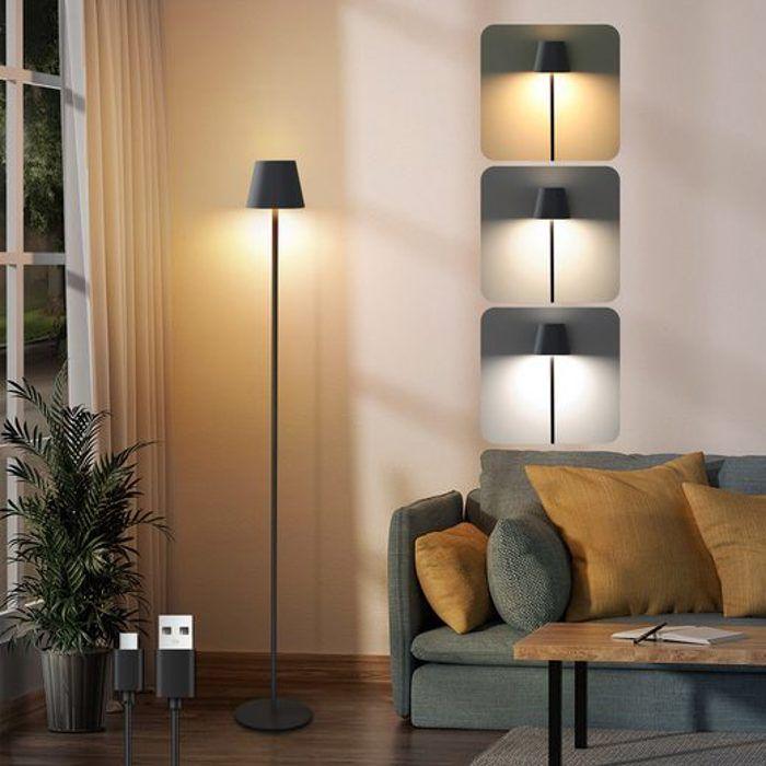 Lampadaire salon LED - NETTLIFE - 125 cm - Dimmable - Batterie USB - 3 températures
