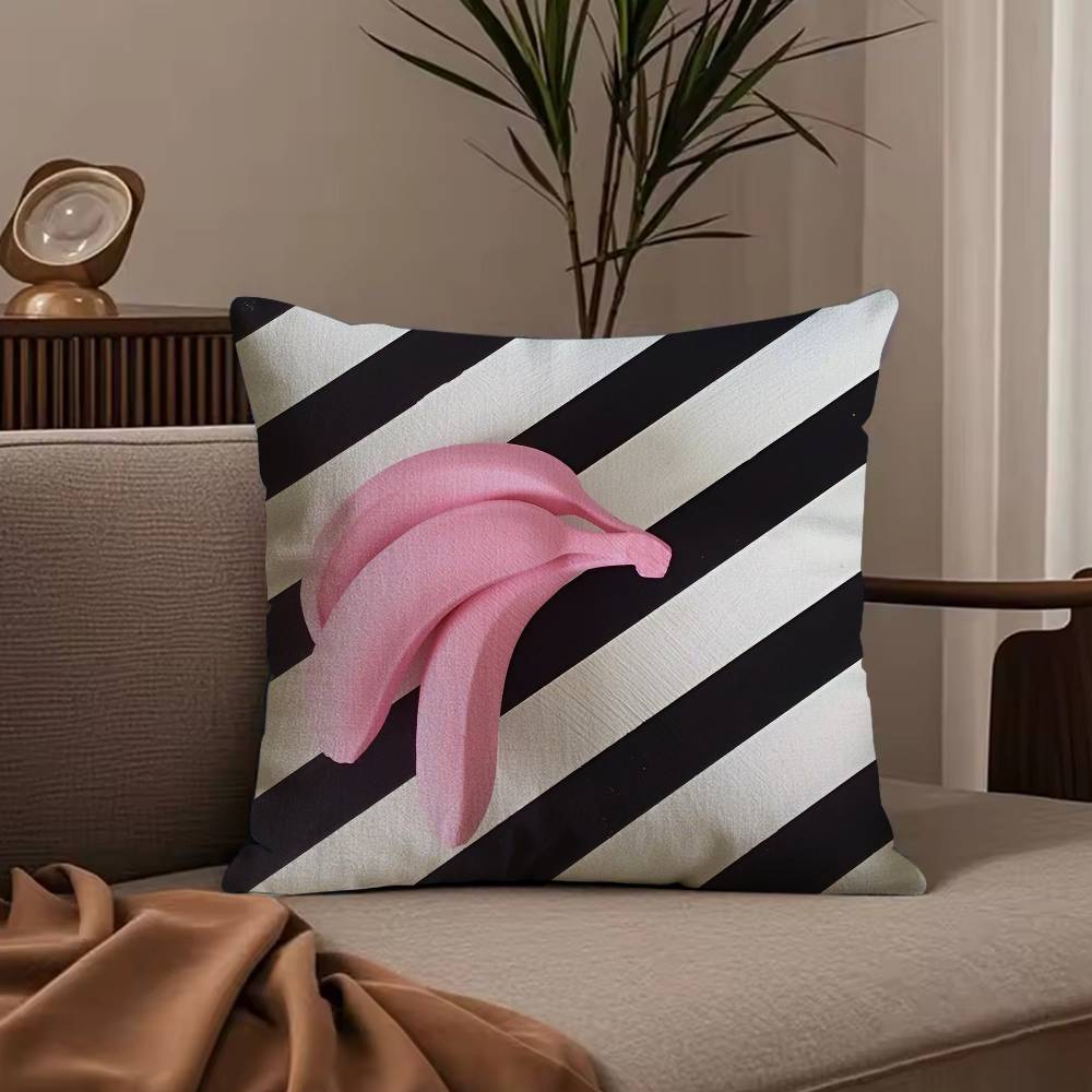 Tropical Plant Fruits Pillow Case Anti-dustmite Pillowcase Invisible zipper silky short plush Sofa cushion cover