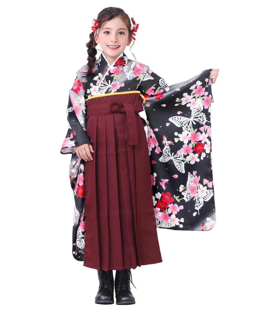 Hakama Easy To Put Simple Japanese Style Set Graduation Graduation Girls Butterfly [KYOETSU] Set, On, (Kimono, Hakama), Ceremony, Ceremony, Girls,