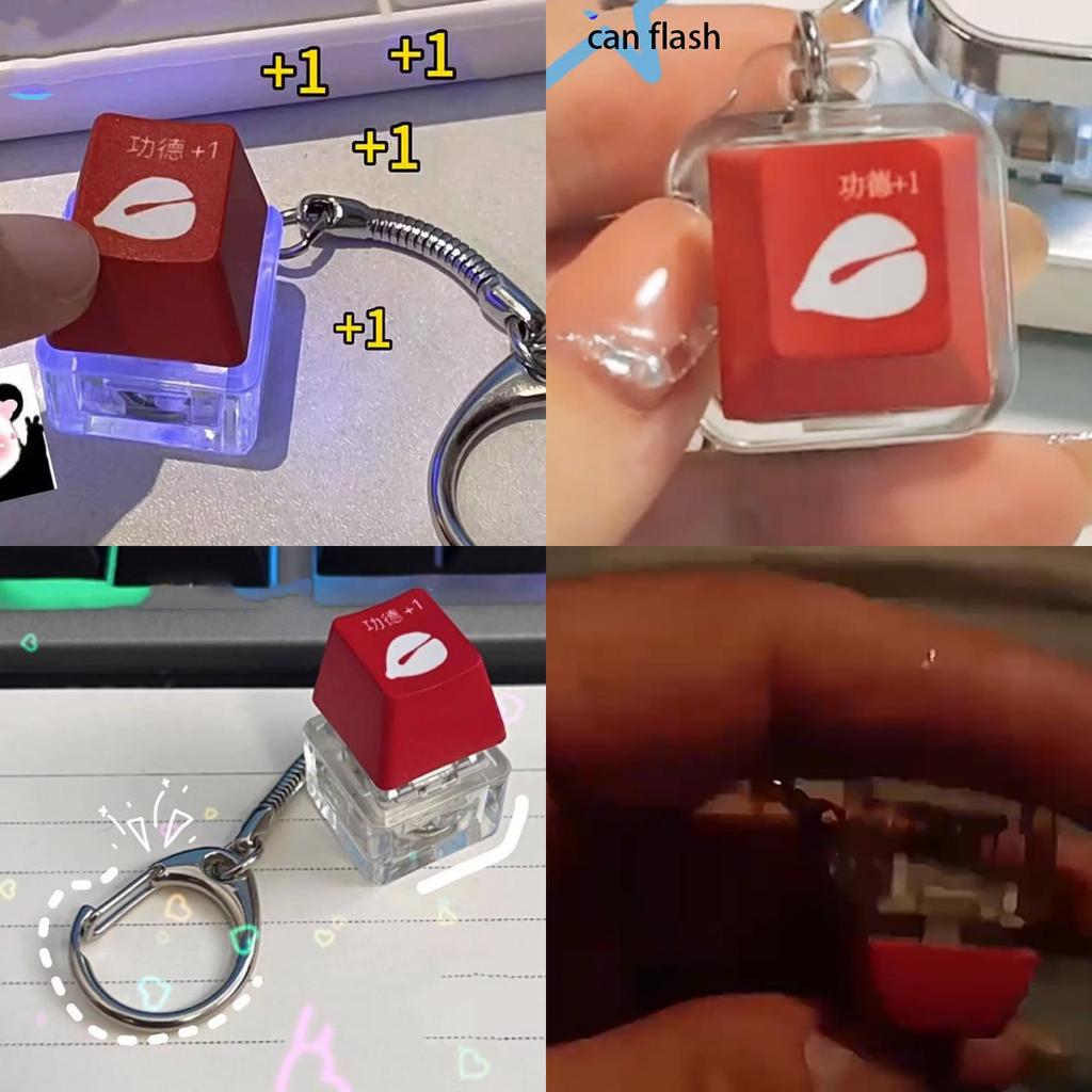 Dazzling Acrylic Illuminated Keychain With Electronic Muyu Keyboard Wholesale Available