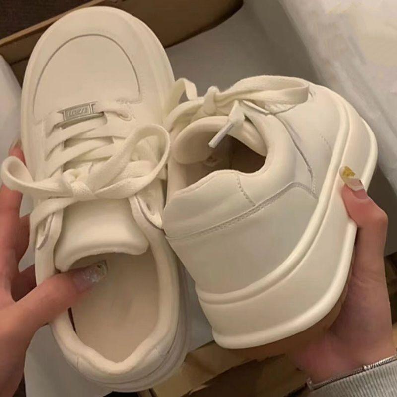 Cream platform shoes children's school versatile sports board shoes casual white shoes women