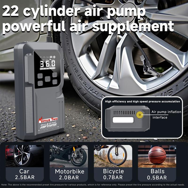 4-IN-1 Emergency Jump Starter 1000A, Car Battery Booster Power Bank with USB Quick Charge & LED Flashlight Auto Kit.