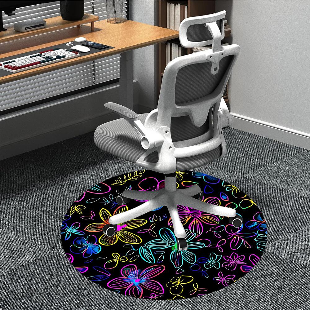 

1pc Floral Vibrant Office Round Area Rug, Indoor Mat Suitable ForOffice, Under Office Chairs Bedroom Living Room Home Decor, Room Decot267 80cm by 80cm
