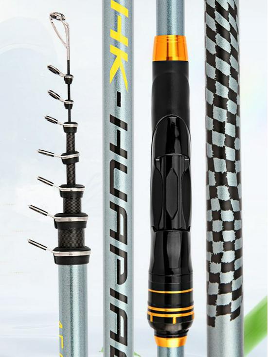 Ultra-Hard Carbon Shore Fishing Rod with Large Guides, No. 4, Dual-Purpose for Hand or Sea, Smooth Float Design