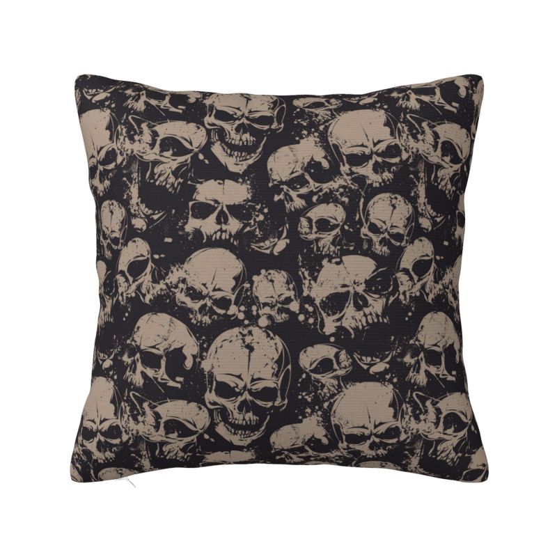 Custom Horror Skeleton Gothic Death Skull Cushion Covers 45x45cm Throw Pillow Case for Car Pillowcase Living Room Decoration