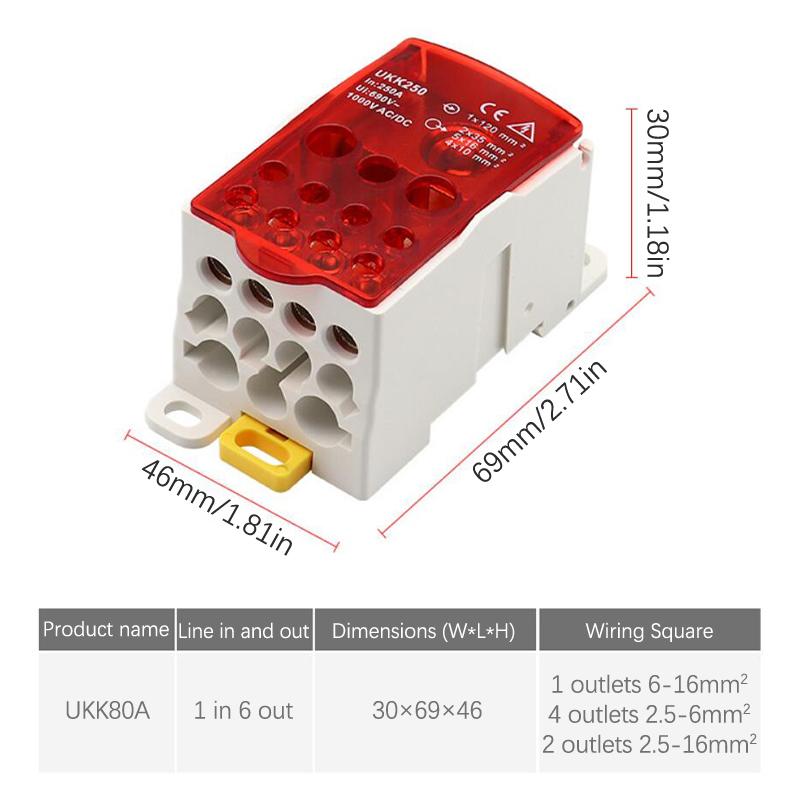 Ukk80A Terminal Block Rail Distribution Box Universal Electric Wire Connector End Covers End Brackets