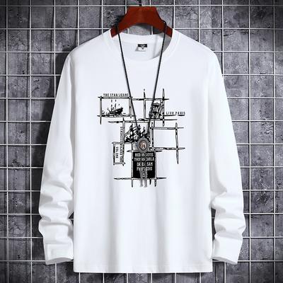 Men Casual Loose 100 Cotton Long Sleeve Bottoming T Shirt