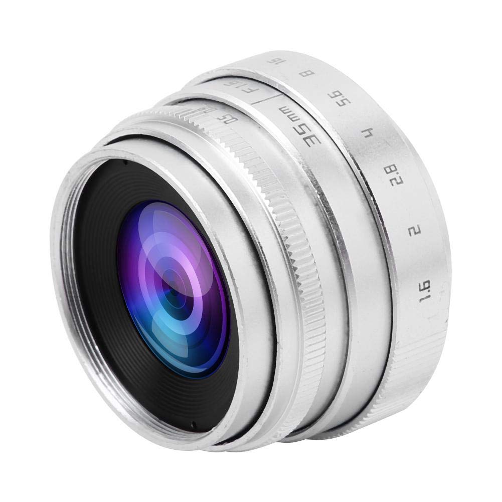 Vbestlife VBESTLIFE 35mm F1.6 CCTV C-Mount Large Aperture Lens, Manual Focus Prime Lens, Compatible with Sony NEX M4/3 FX (Silver)