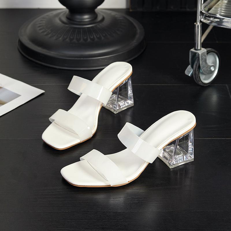 2026 Trendy European & American Crystal Chunky Heel Sandals: Women s Strap Summer Fashion High Heels 42