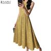 ZANZEA Women Casual Round Neck Summer Sleeveless Floral Print Dress