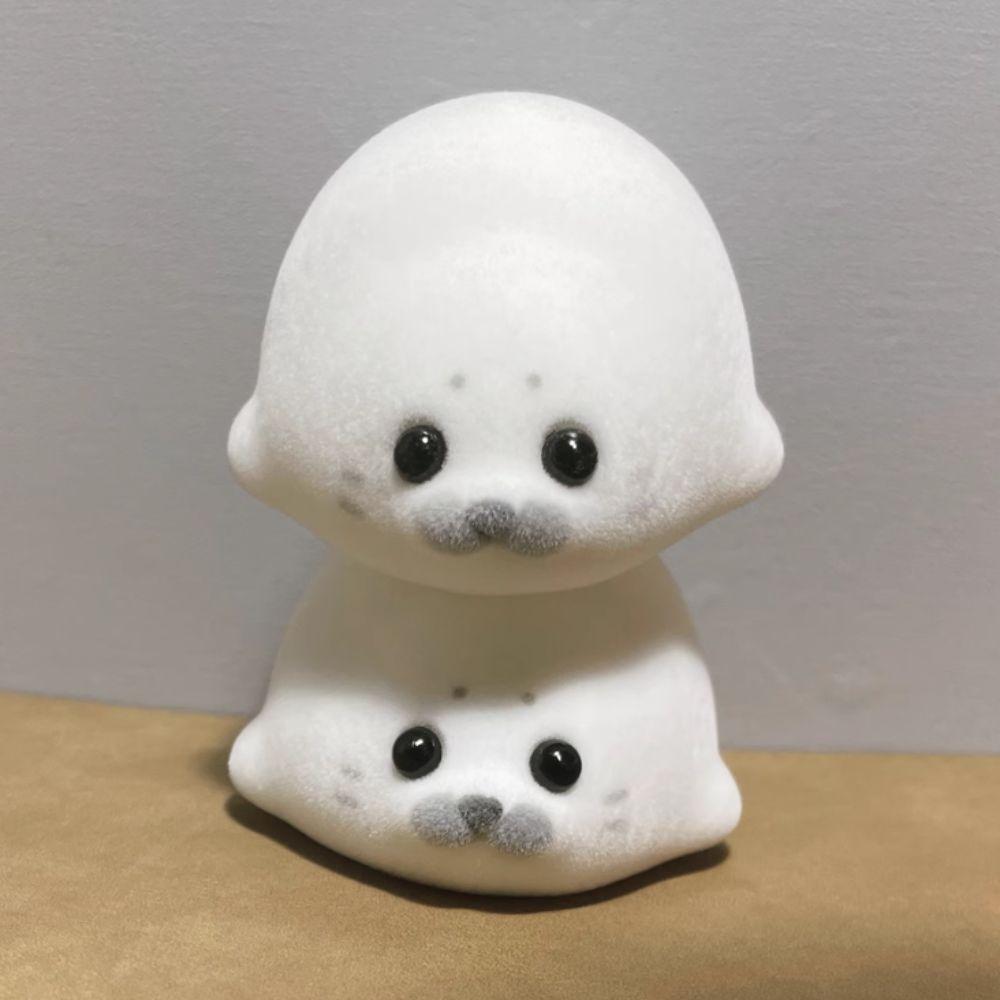 Kitten Doll Flocked Animal Ornaments Chubby Penguin Seal Doll Hamster Model Toy  Car Ornaments