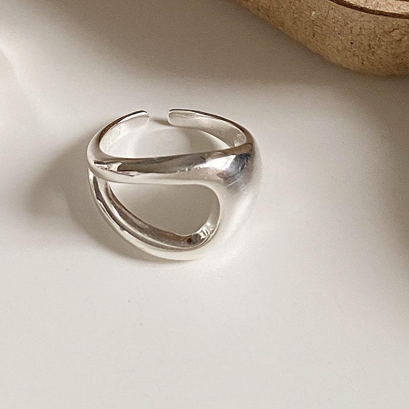Geometric Hollow Water Drop Adjustable Ring - Women s Fashionable Stackable Open Index Finger Ring Adjustable Open