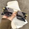 Popular Double Beam Trimmed Square Rimless Glasses Sunglasses Men, European and American Fashion Leopard Head Trendy Sunglasses Women