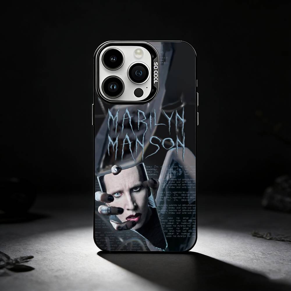 M-Marilyn Singer Manson Phone Case For iPhone 17,16,15,14,13,12,11 Plus,Pro Max,XS,Colored silver phone case
