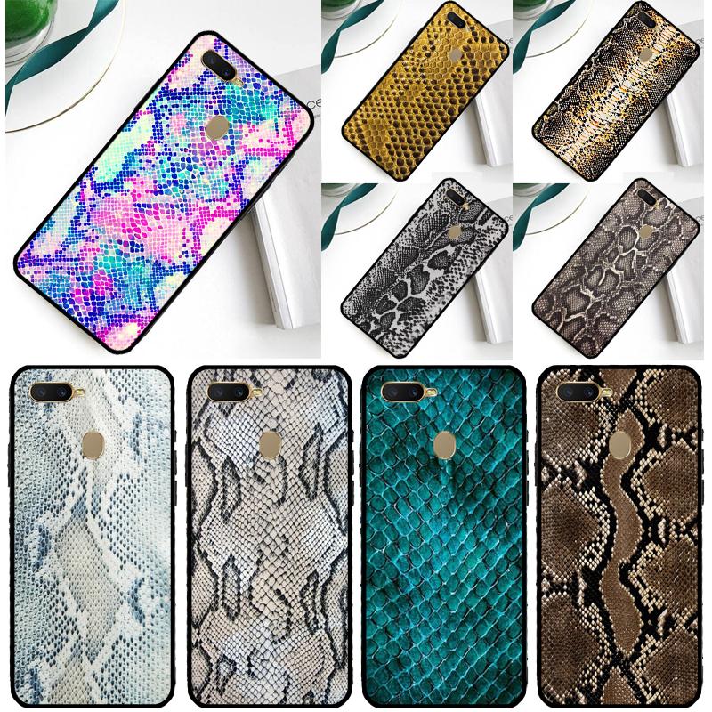 Snake Skin Case For Oppo A40 A60 A80 A16 A76 A96 A18 A38 A58 A78 A98 A91 A15 A17 A74 A94 A54 A57S Cover