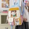 Color Block Student Schoolbag Multi-functional Large Capacity Backpack Lightweight Travel Backpack