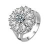 Trendy Rings  CopperJewelry Ornaments Flower Shape Amethyst Zircon Gemstones Finger Ring Accessories for Women Wedding Party