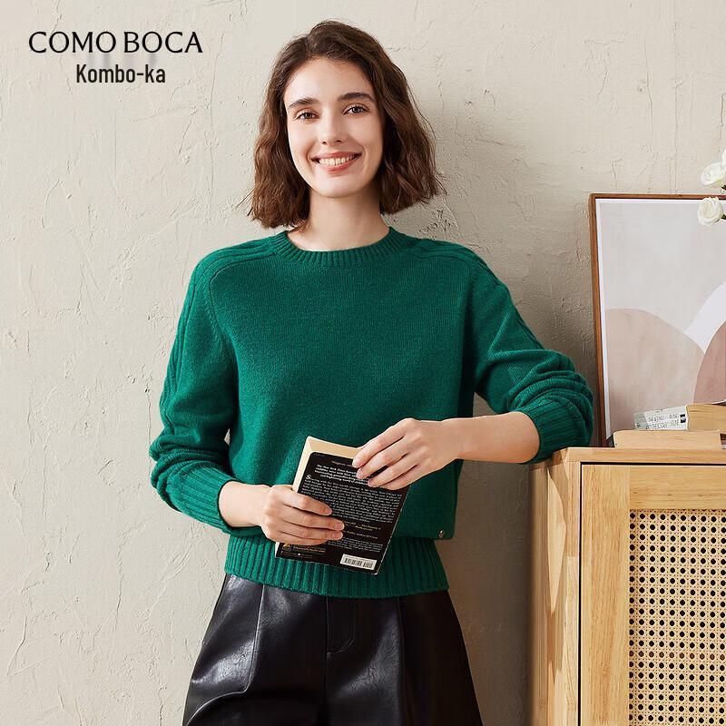 Kemon Boca Women's Thick Cashmere Saddle Shoulder Crewneck Sweater