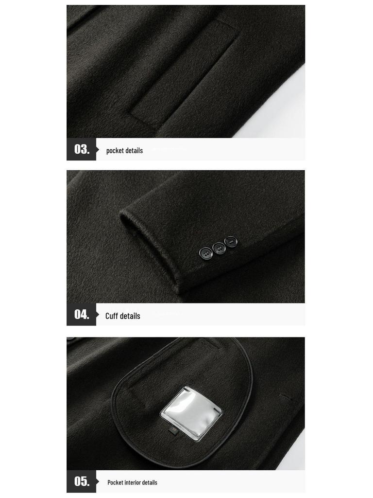 Hochwertiger Herren-Mittellanger Mantel aus 100% Wolle - Beidseitig, Schlichtes Design für Herbst/Winter