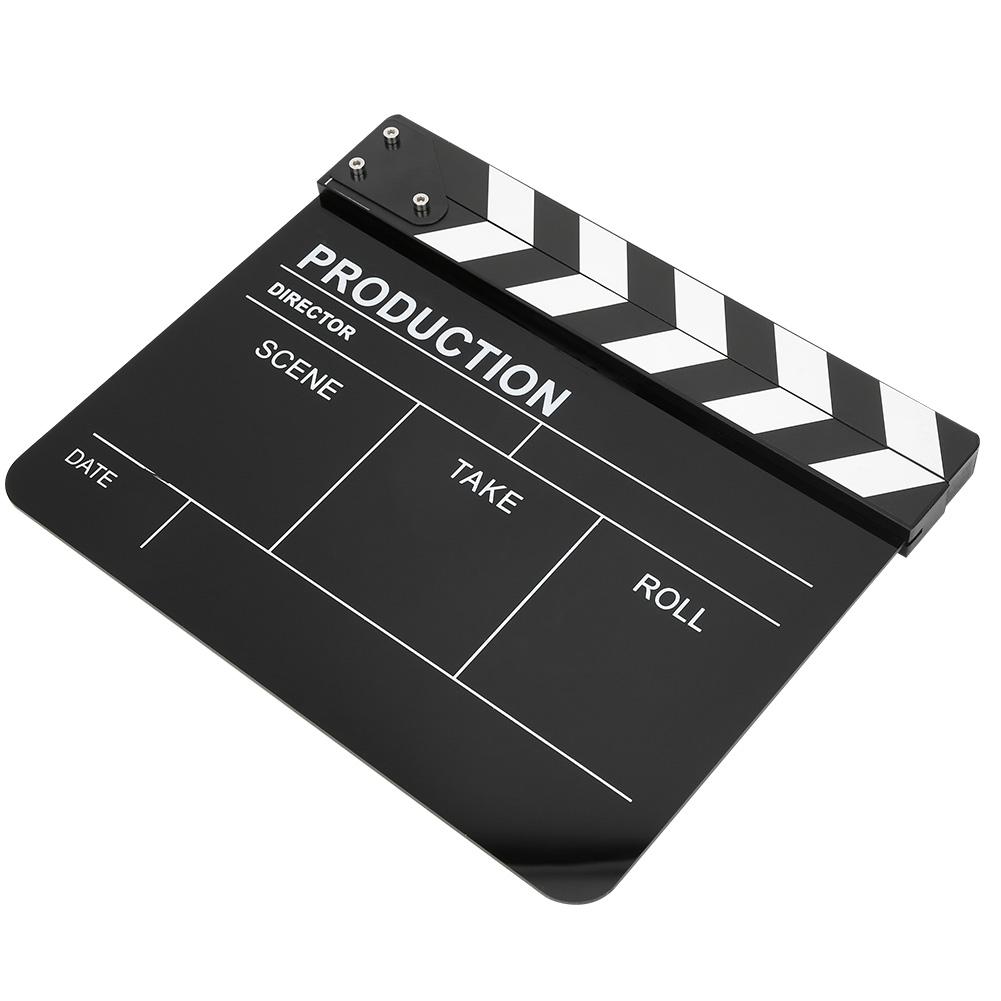 30x25CM Claquete de Acrílico Diretor Profissional Cinema Filme Ação Clap Ferramenta de Fotografia Faixa Branca Quadro Negro
