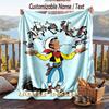 Custom Text Flannel Throw Blanket, Lightweight Cozy Bed Sofa BlanketLucky Luke