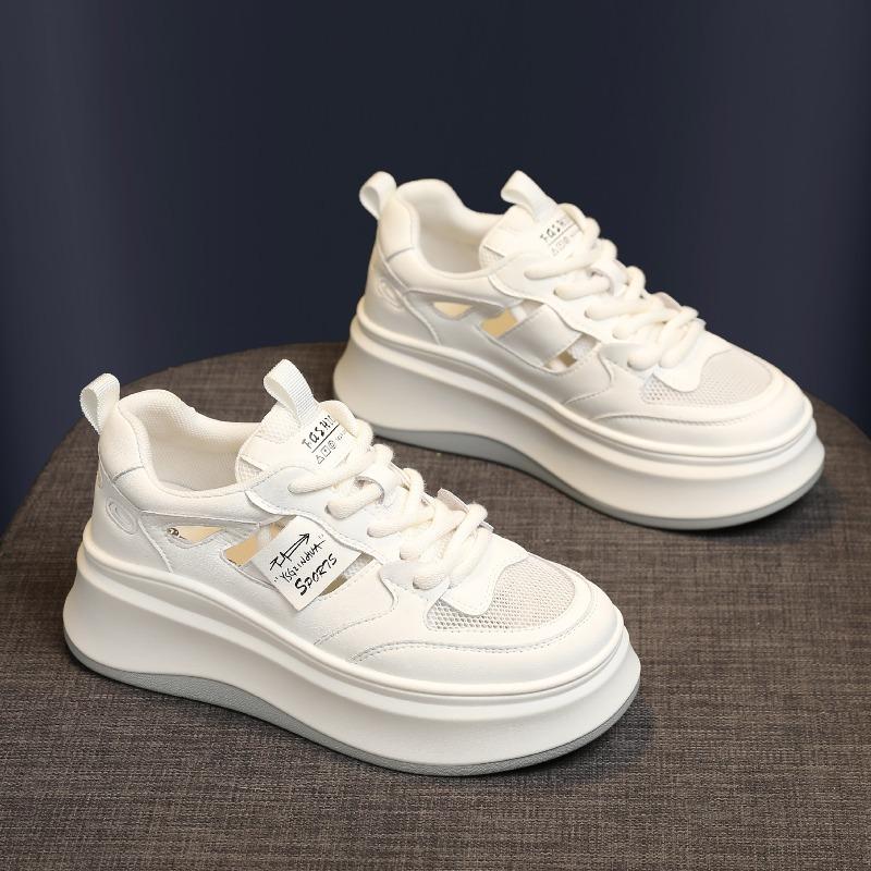 Hollow women's shoes summer new sandals small breathable inner height increase small white shoes thick-soled versatile muffin shoes