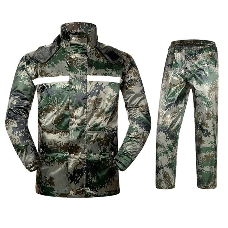 Men's Fashion Motorcycle Fishing Suit Two-piece Outdoor Windproof Waterproof Rain Coat and Pants