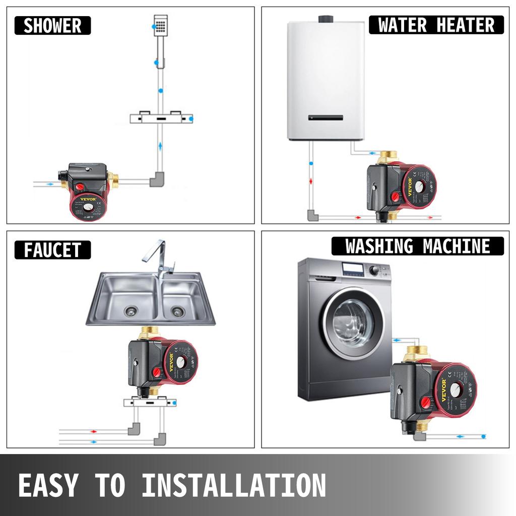 VEVOR Hot Water Circulation Pump 0.6-Inch 220V 5.3 GPM 90W Water Pump 0.8A for Bar Electronic Home Shower Washing Machine