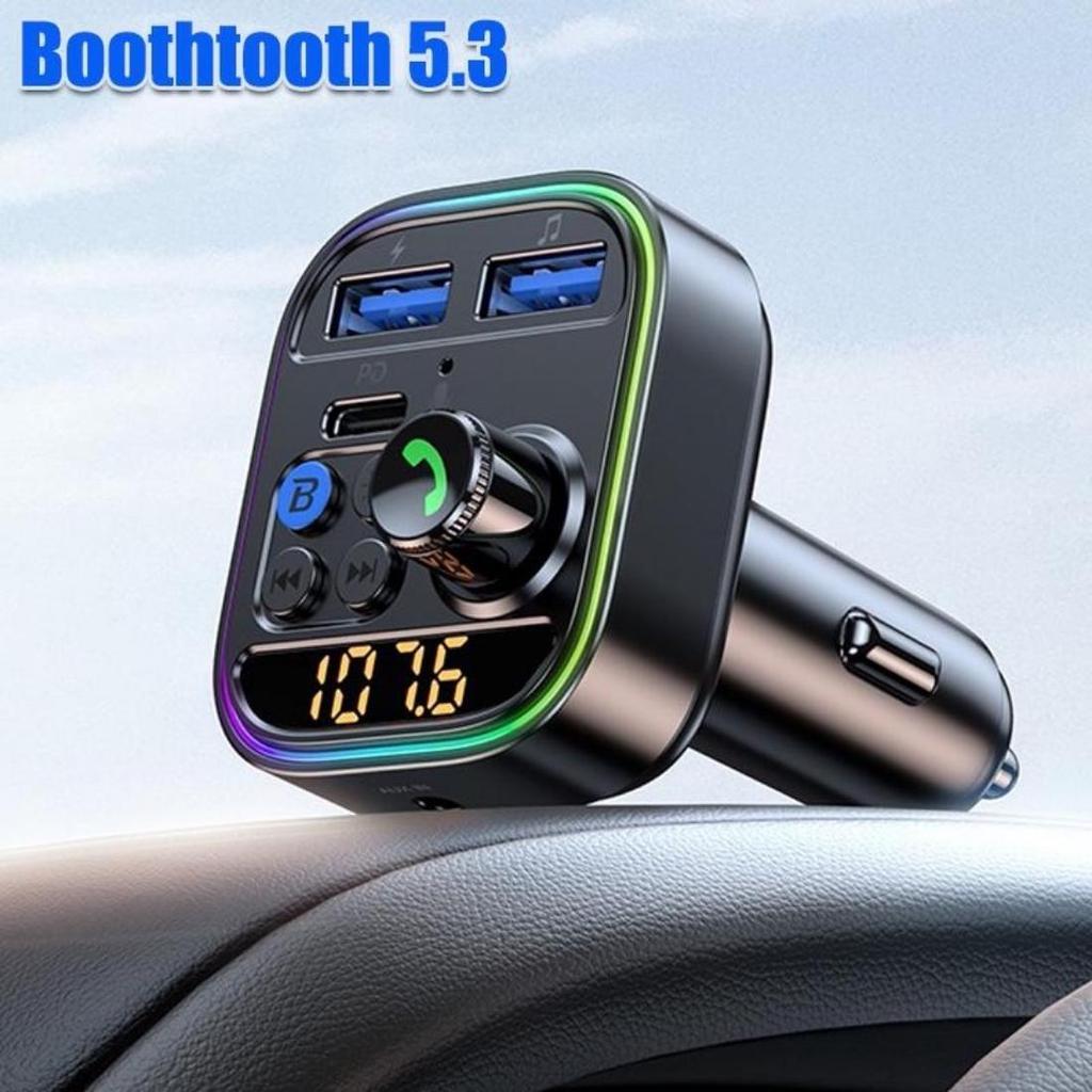 Car Bluetooth 5.3 FM Transmitter Wireless Bluetooth Adapter AUX Radio Receiver MP3 Player Hands-free Call