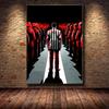 Mysterious Elegance Man Canvas Painting Red Suit Against Black Background Art Graffiti Poster Prints Modern Living Room Home Office Pictures Decor