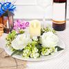 5Pcs Simulated Rose Flower Candlestick Wreath Small Candle Rings Dining Table Centerpieces Decoration Wedding Props