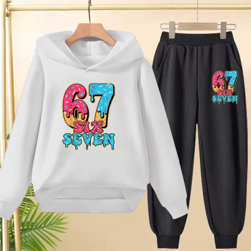 Set Autunnali e Invernali per Bambini e Bambine dai 3 ai 12 Anni, 67 Felpe Sportive Cartoni Animati, Pantaloni Lunghi e Affascinanti Pullover con Cappuccio