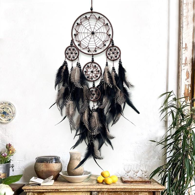 Vintage Blue Feathers Dream Catcher Wall Hanging Bedroom Pendants Home Decorations Handmade Wind Chimes for Holiday Gifts