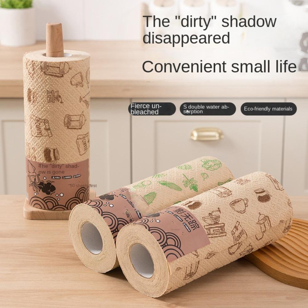 

50Pcs/Roll Thickened Microfiber Towel Super Absorbent Dishwashing Tissues Kitchen B
