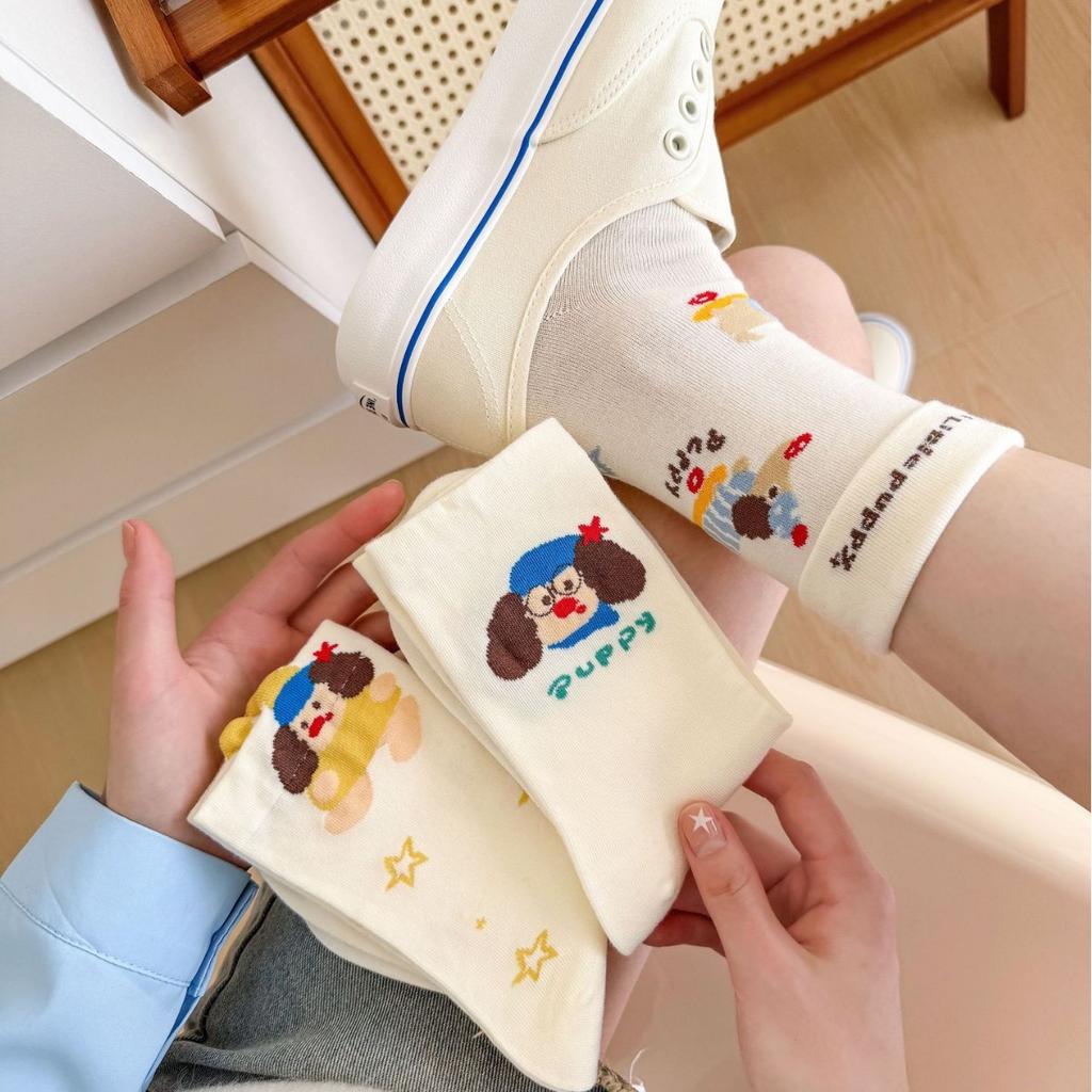 Socks, Medium Socks, Pure Cotton, Spring And Autumn Thin Socks, Piled Up Socks, Trendy Socks, Cotton Socks, Summer Cartoon Striped Dachshund