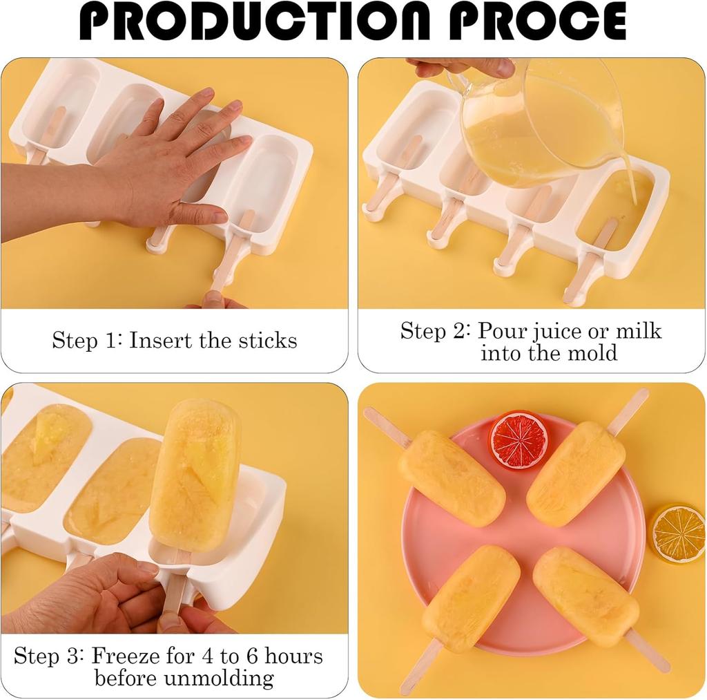 DIY Silikon Eis am Stiel Formen  Große Ovale Hausgemachte Eis am Stiel Form Geeignet für Saft Eis am Stiel Süßigkeiten und Backzubehör